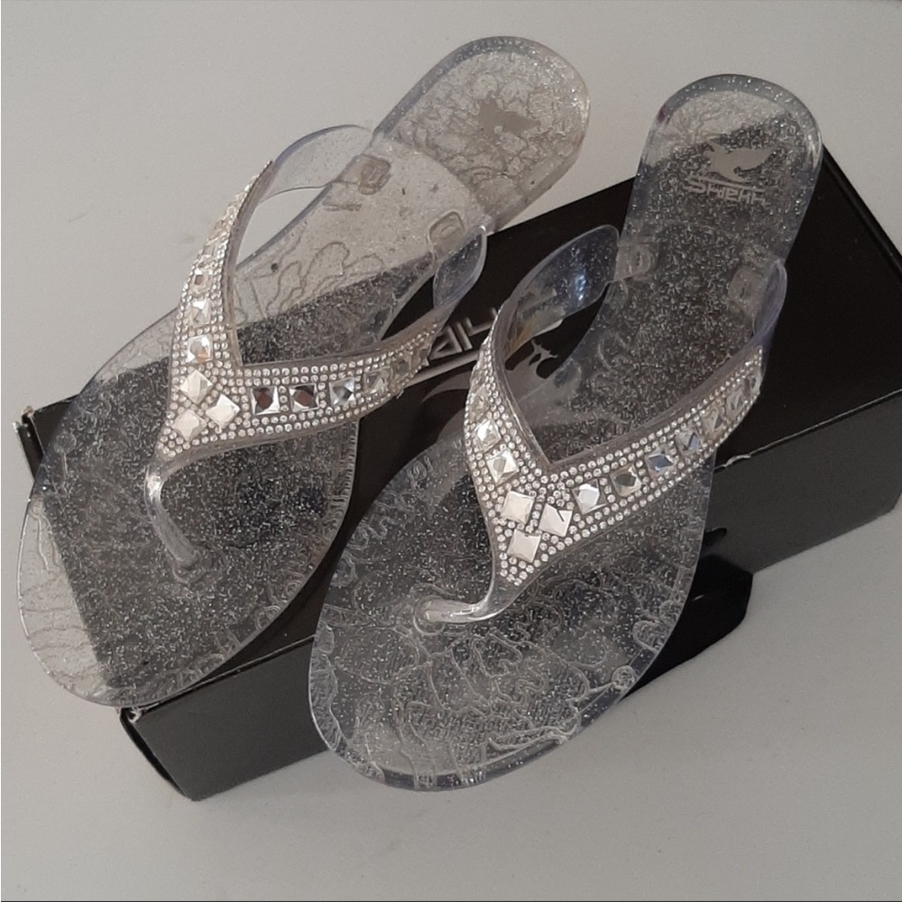 Clear Bedazzled Jelly Flip-Flop
